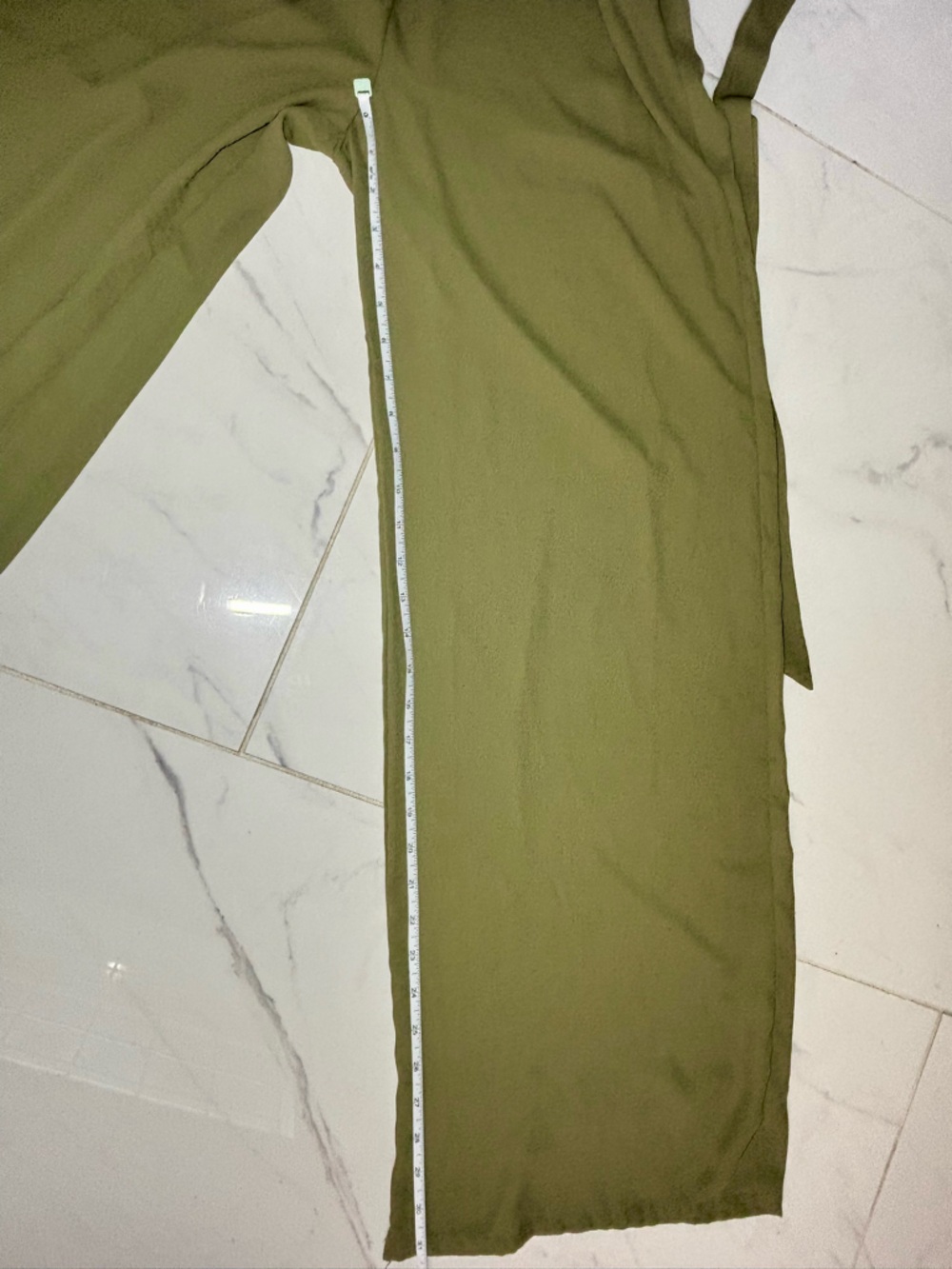 Blashe Olive Crochet Bodice Wide-Leg Jumpsuit Open Back V Neck Like New - Picture 16 of 16